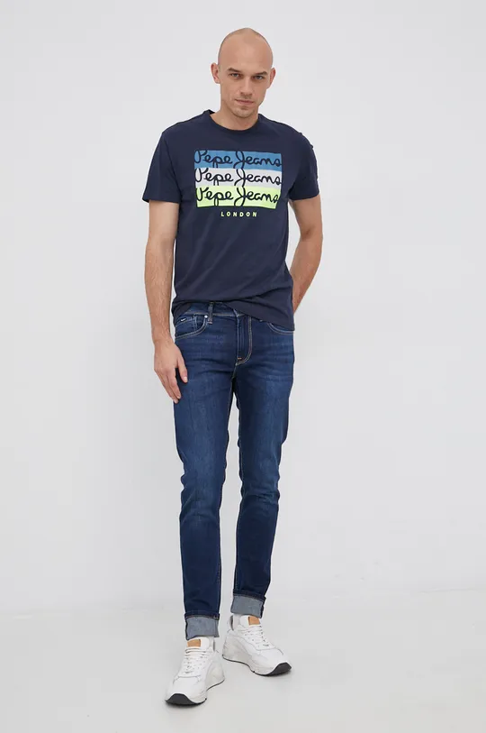Pepe Jeans T-shirt bawełniany Abaden granatowy