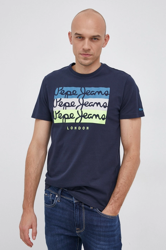 granatowy Pepe Jeans T-shirt bawełniany Abaden