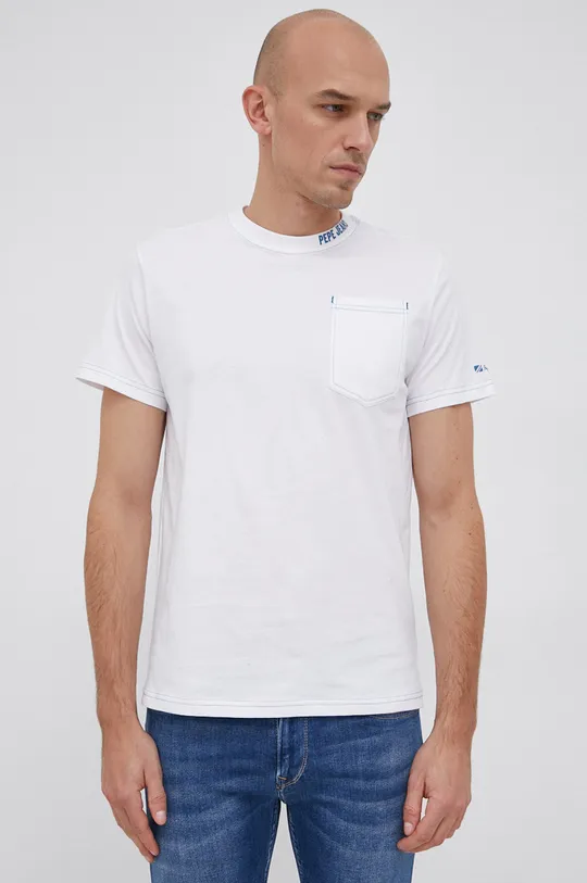 biela Bavlnené tričko Pepe Jeans Arav