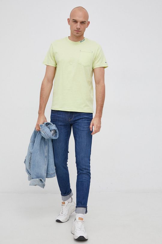 Bavlněné tričko Pepe Jeans Arav žlutě zelená
