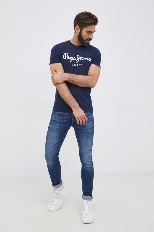Tričko Pepe Jeans Original Stretch námořnická modř