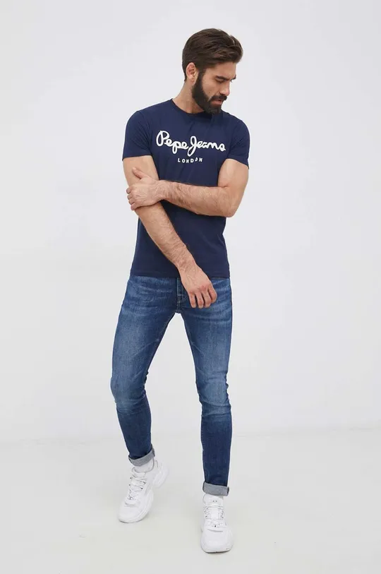 Majica kratkih rukava Pepe Jeans Original Stretch mornarsko plava