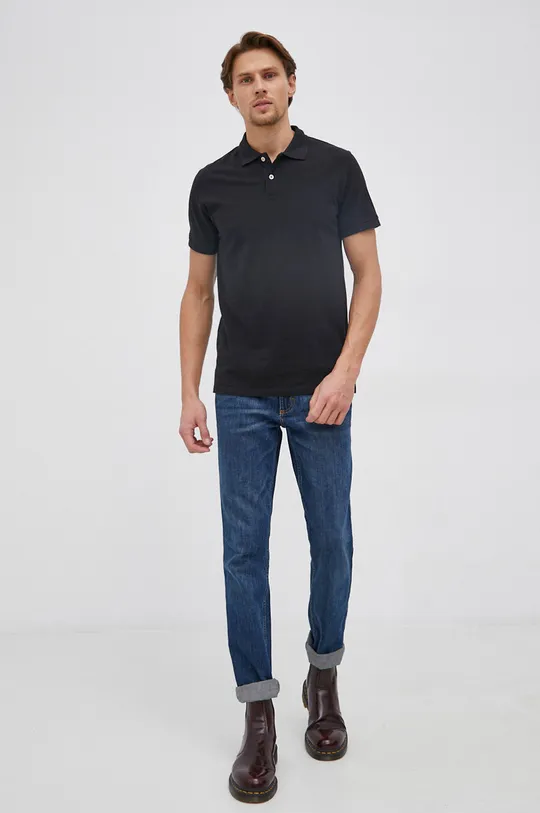 Βαμβακερό μπλουζάκι πόλο Pepe Jeans VINCENT N μαύρο