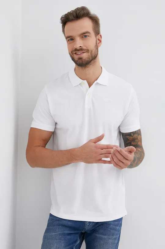 λευκό Βαμβακερό μπλουζάκι πόλο Pepe Jeans VINCENT N Ανδρικά