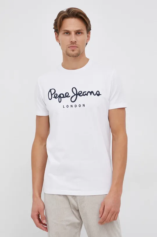 λευκό Μπλουζάκι Pepe Jeans ORIGINAL STRETCH N Ανδρικά