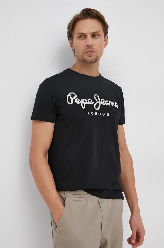 črna Kratka majica Pepe Jeans Original Stretch N Moški