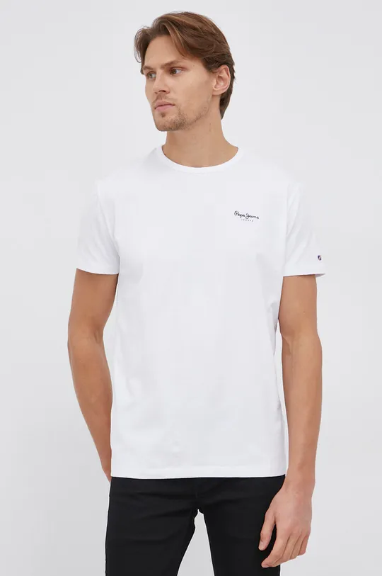 λευκό Μπλουζάκι Pepe Jeans ORIGINAL BASIC 3 N Ανδρικά
