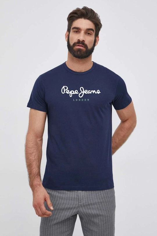 tmavomodrá Bavlnené tričko Pepe Jeans Eggo