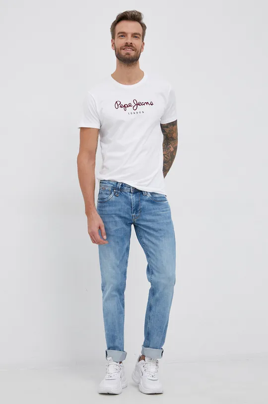 Βαμβακερό μπλουζάκι Pepe Jeans EGGO N λευκό