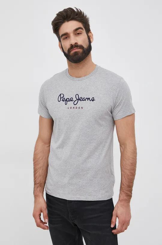 γκρί Βαμβακερό μπλουζάκι Pepe Jeans EGGO N