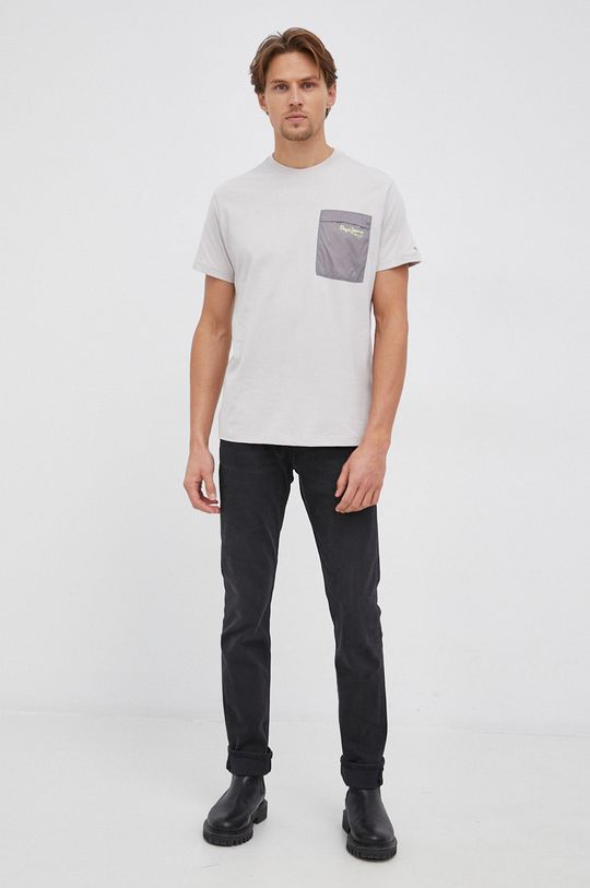 Bavlněné tričko Pepe Jeans Abner šedá