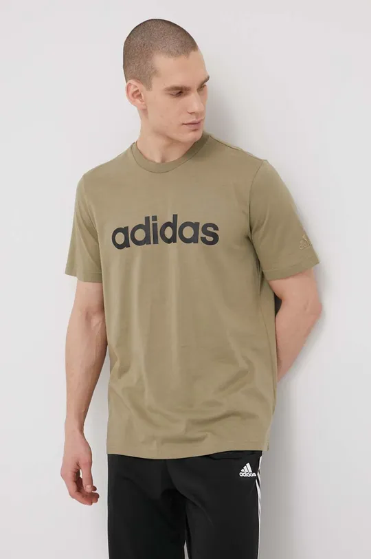 zelena adidas bombažna majica Moški