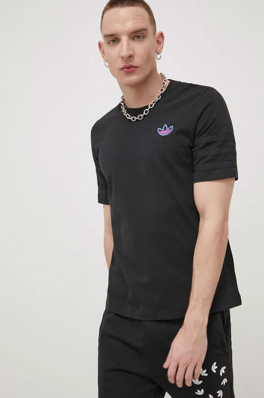 čierna Bavlnené tričko adidas Originals HE4720 Pánsky