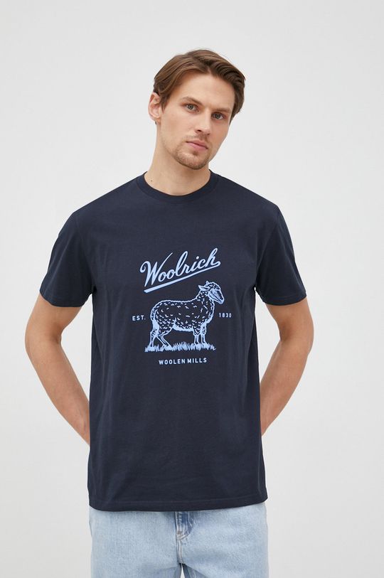 námořnická modř Bavlněné tričko Woolrich Pánský