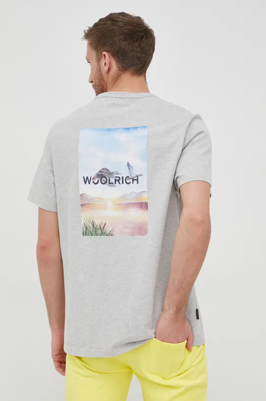 сірий Бавовняна футболка Woolrich Чоловічий