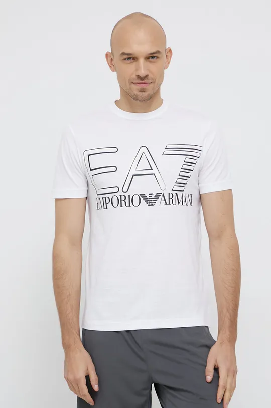 білий Бавовняна футболка EA7 Emporio Armani Чоловічий