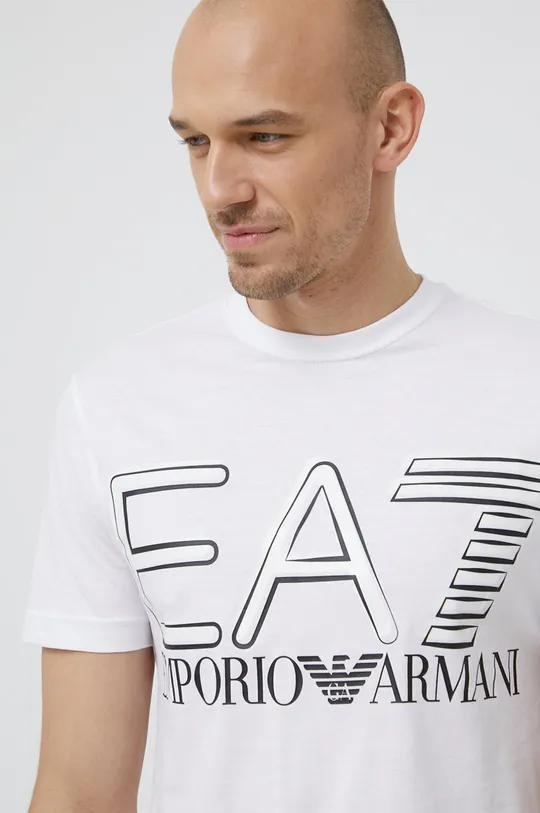 biały EA7 Emporio Armani T-shirt bawełniany 3LPT20.PJFFZ