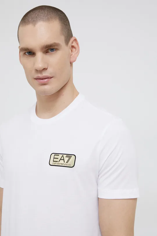 λευκό Βαμβακερό μπλουζάκι EA7 Emporio Armani
