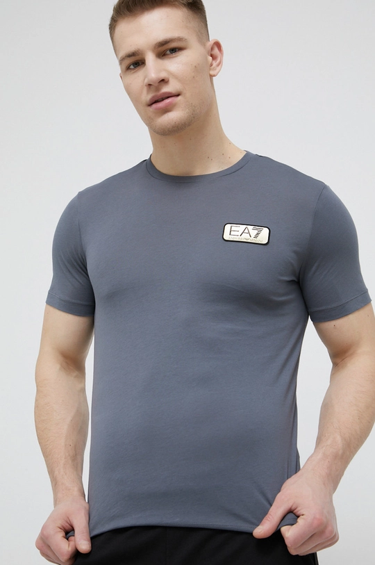 szary EA7 Emporio Armani T-shirt bawełniany 3LPT23.PJM9Z Męski