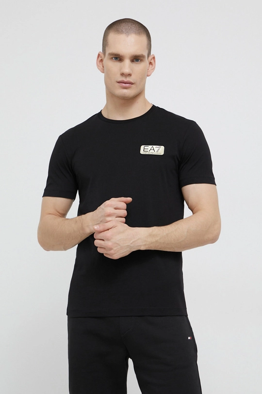 czarny EA7 Emporio Armani T-shirt bawełniany 3LPT23.PJM9Z Męski