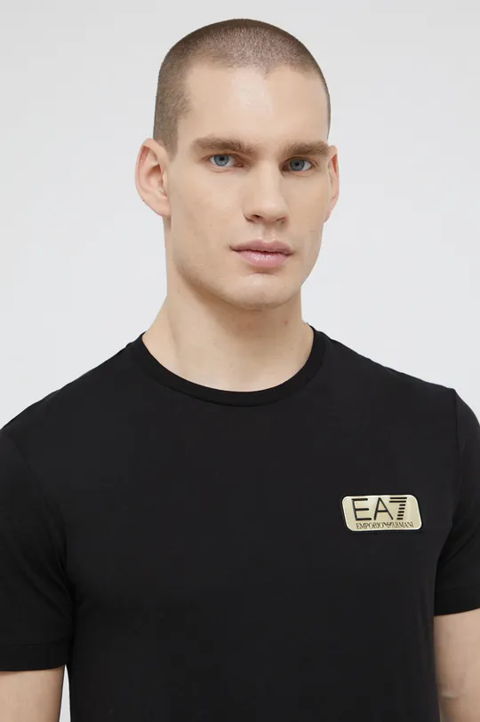 fekete EA7 Emporio Armani pamut póló