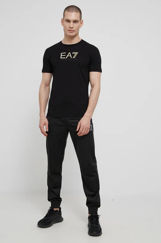 чёрный Хлопковая футболка EA7 Emporio Armani Мужской