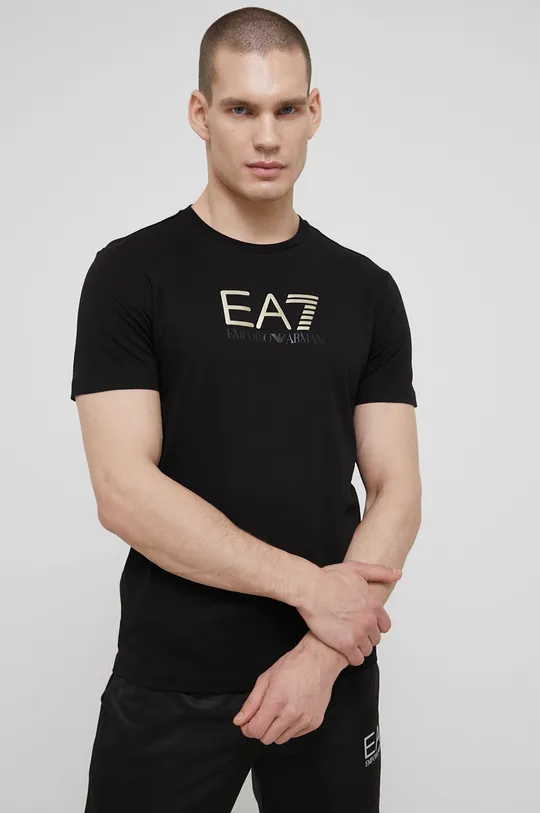 Хлопковая футболка EA7 Emporio Armani чёрный