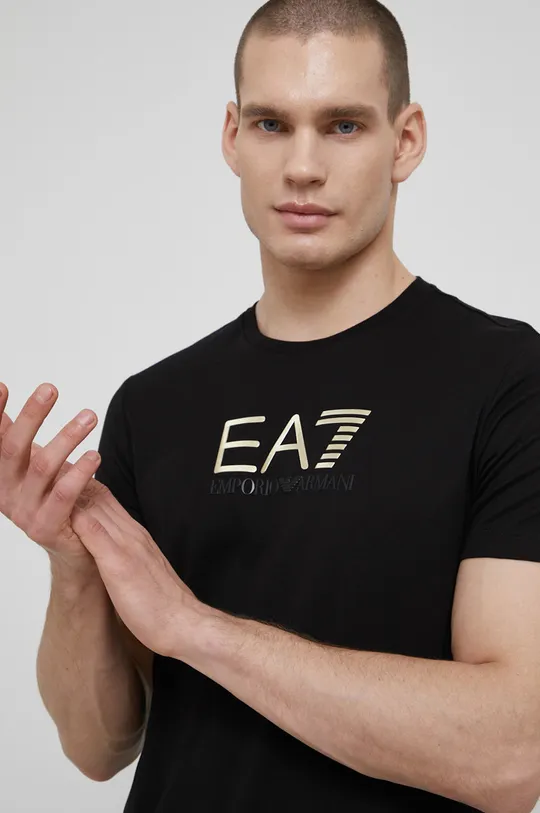 czarny EA7 Emporio Armani t-shirt bawełniany 3LPT24.PJM9Z