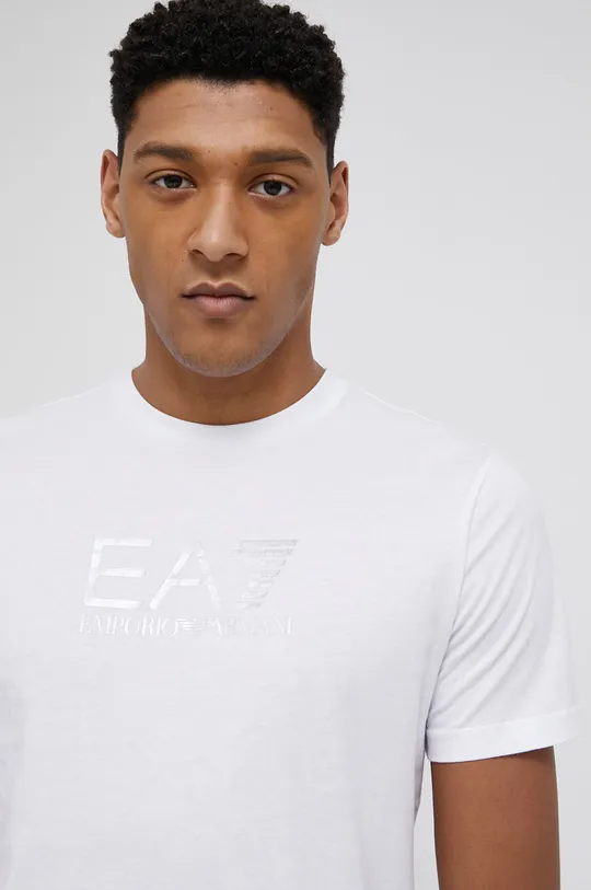 λευκό EA7 Emporio Armani - Βαμβακερό μπλουζάκι