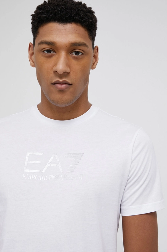 biały EA7 Emporio Armani T-shirt bawełniany 3LPT39.PJ02Z