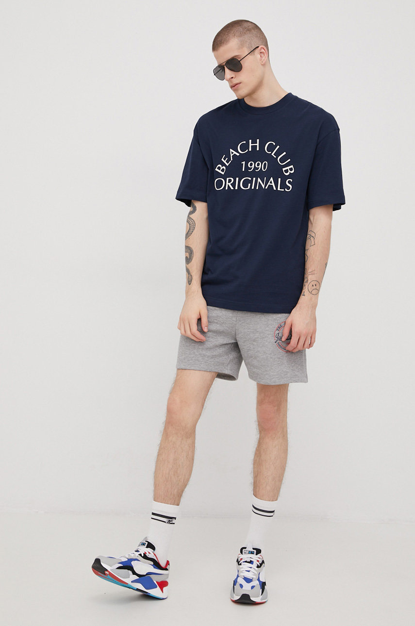 Pamučna majica Jack & Jones mornarsko plava