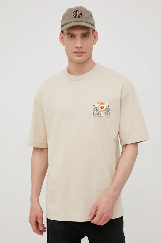 Jack & Jones t-shirt bawełniany beżowy