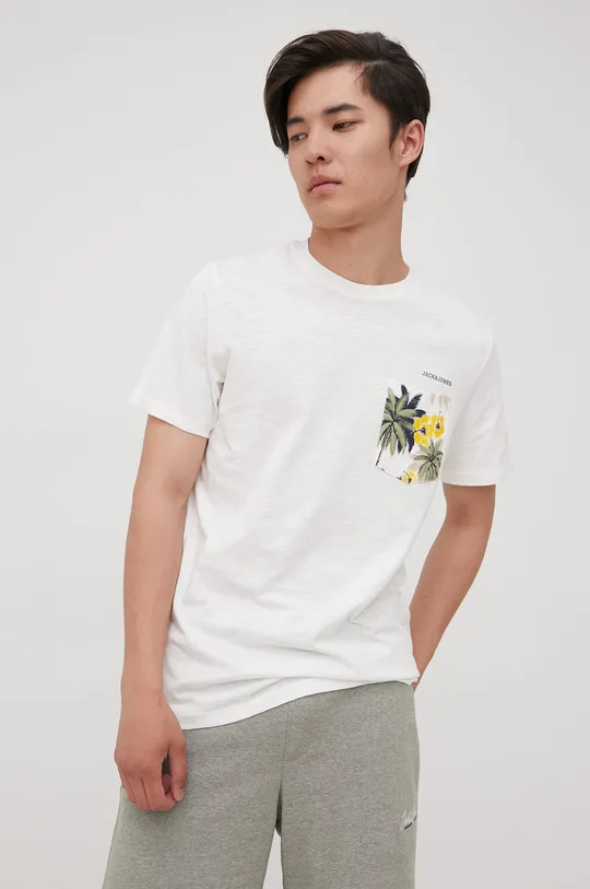 biały Jack & Jones t-shirt bawełniany