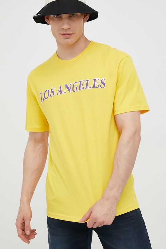 żółty Jack & Jones t-shirt bawełniany Męski