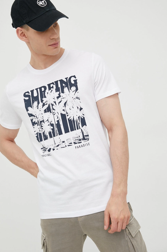 biały Jack & Jones t-shirt bawełniany