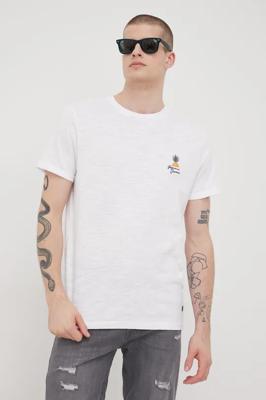 λευκό Βαμβακερό μπλουζάκι Premium by Jack&Jones Ανδρικά