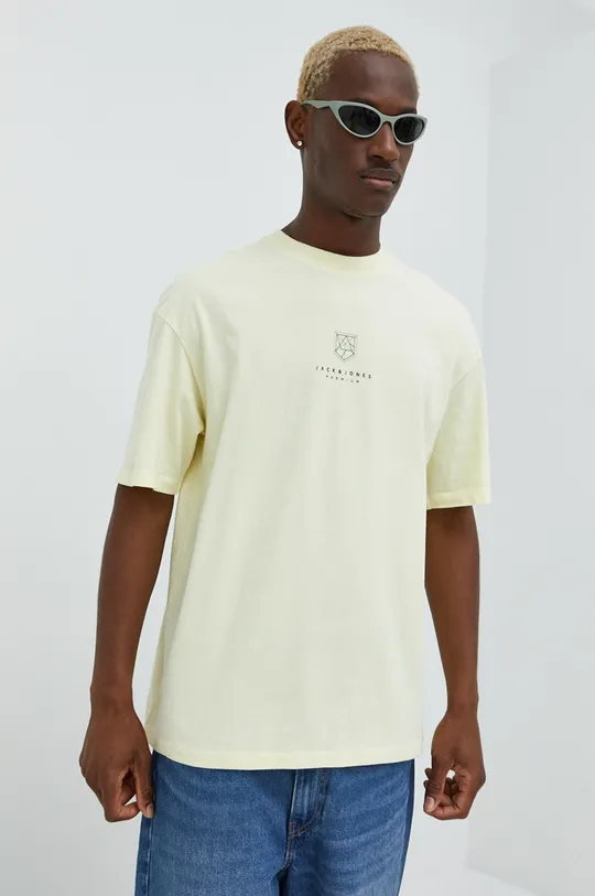 żółty Premium by Jack&Jones t-shirt bawełniany Męski