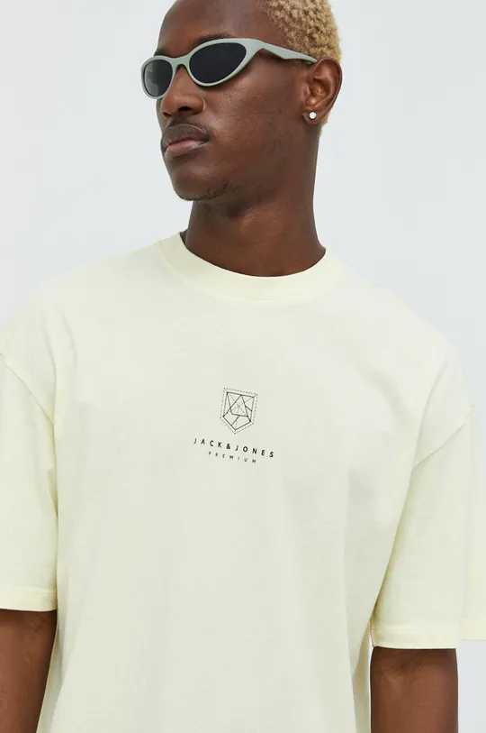 żółty Premium by Jack&Jones t-shirt bawełniany