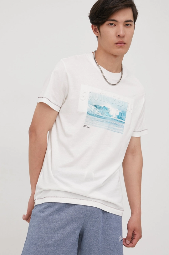 Premium by Jack&Jones t-shirt bawełniany beżowy