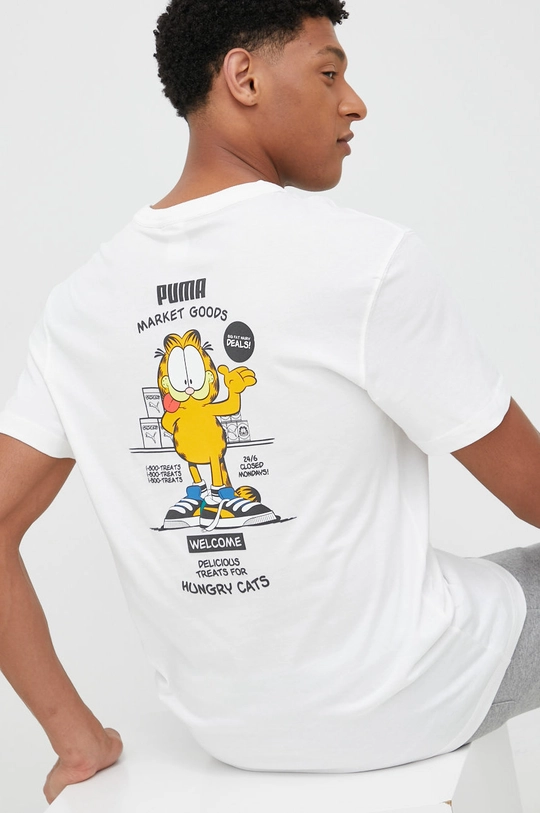 alb Puma tricou din bumbac Puma X Garfield 534433 De bărbați