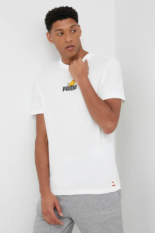 Puma cotton Puma T-shirt x GARFIELD  Basic material: 100% Cotton Rib-knit waistband: 70% Cotton, 30% Polyester