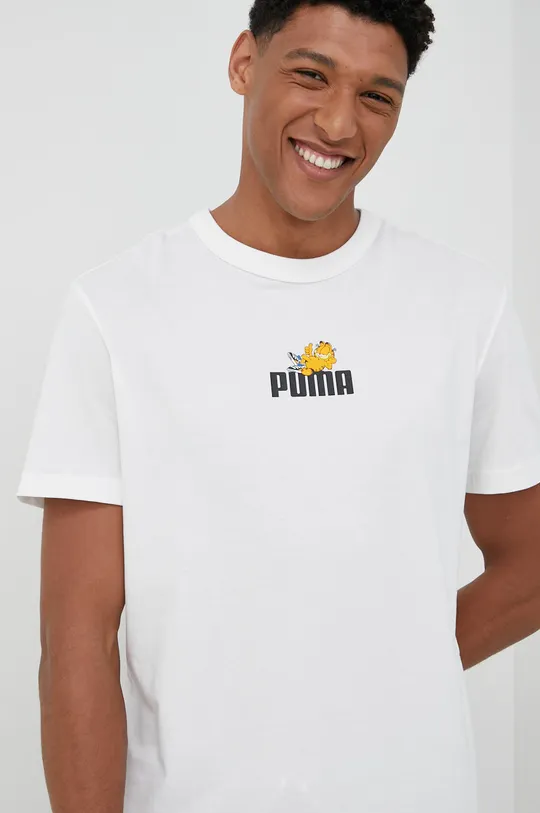 λευκό Βαμβακερό μπλουζάκι Puma Puma X Garfield