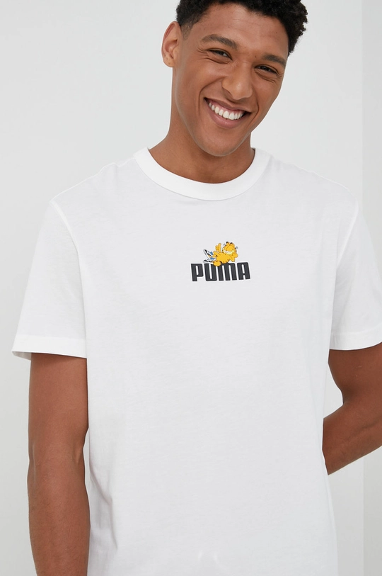 biały Puma t-shirt bawełniany PUMA x GARFIELD 534433