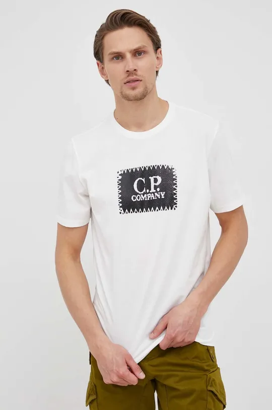 белый Хлопковая футболка C.P. Company Мужской