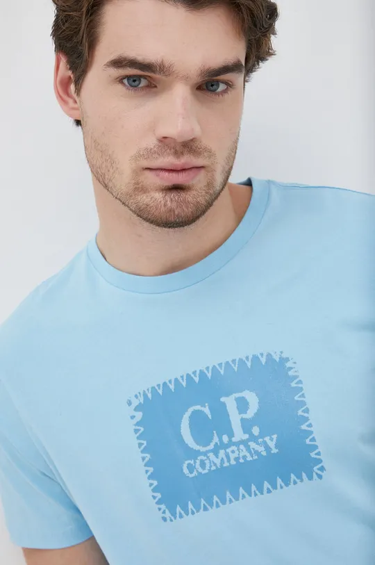 μπλε Βαμβακερό μπλουζάκι C.P. Company Ανδρικά