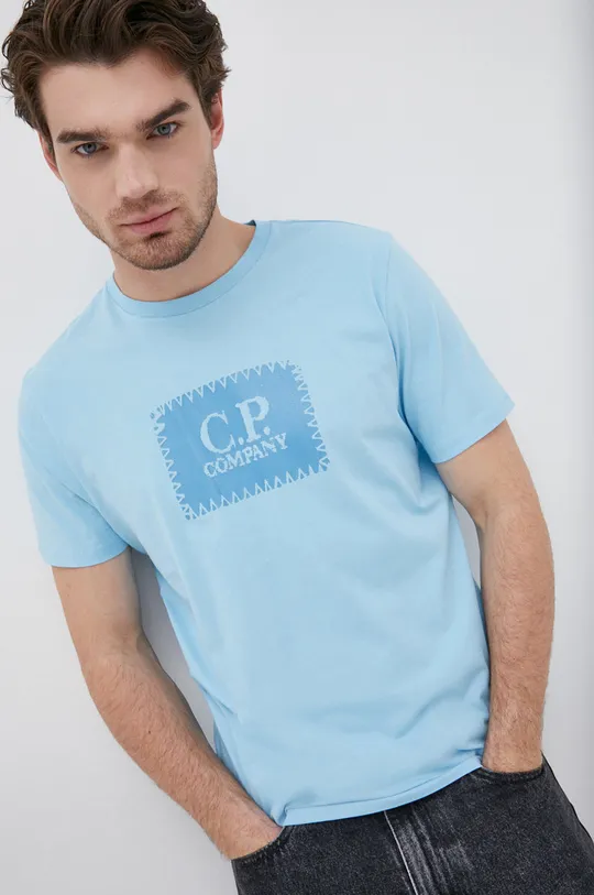 голубой Хлопковая футболка C.P. Company
