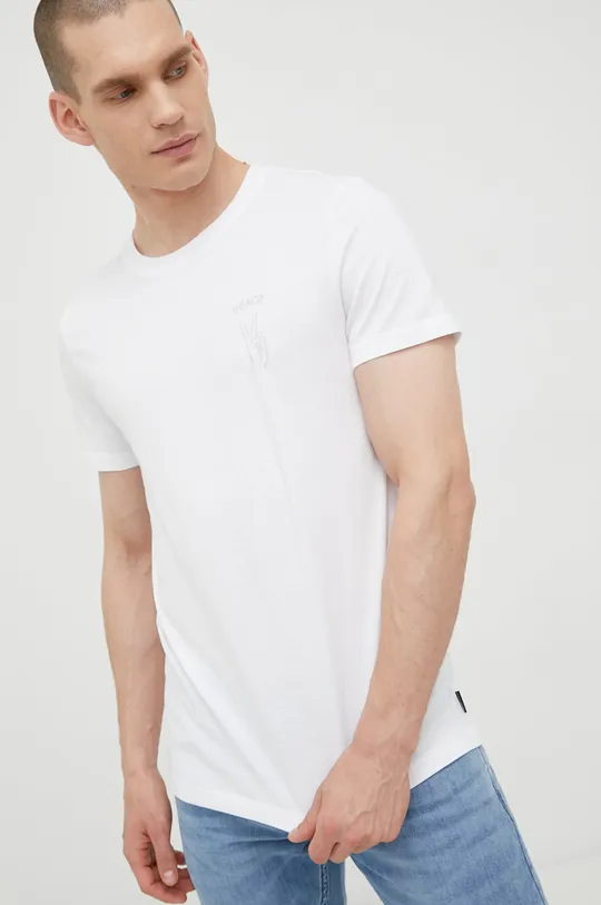 bela Bombažen t-shirt Tom Tailor Moški