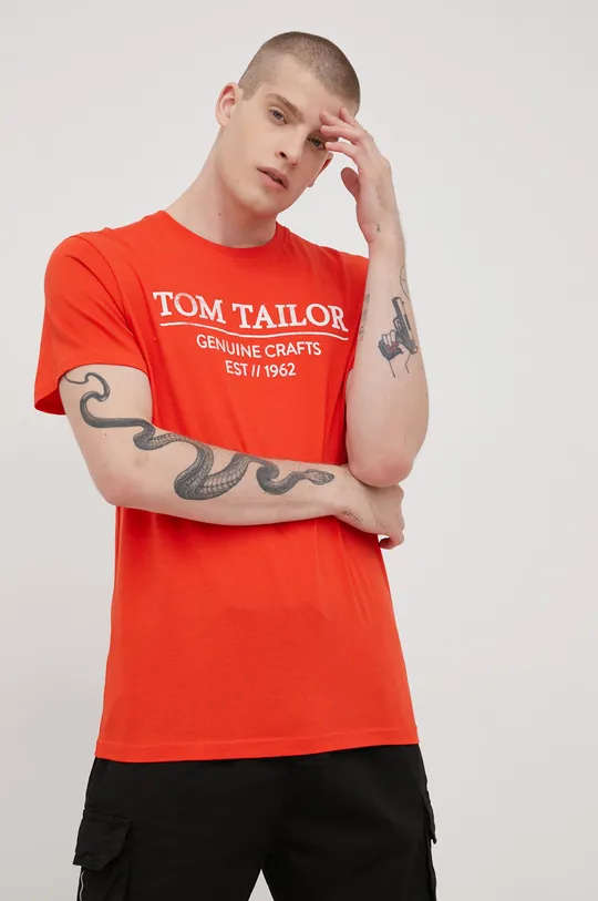 crvena Pamučna majica Tom Tailor Muški
