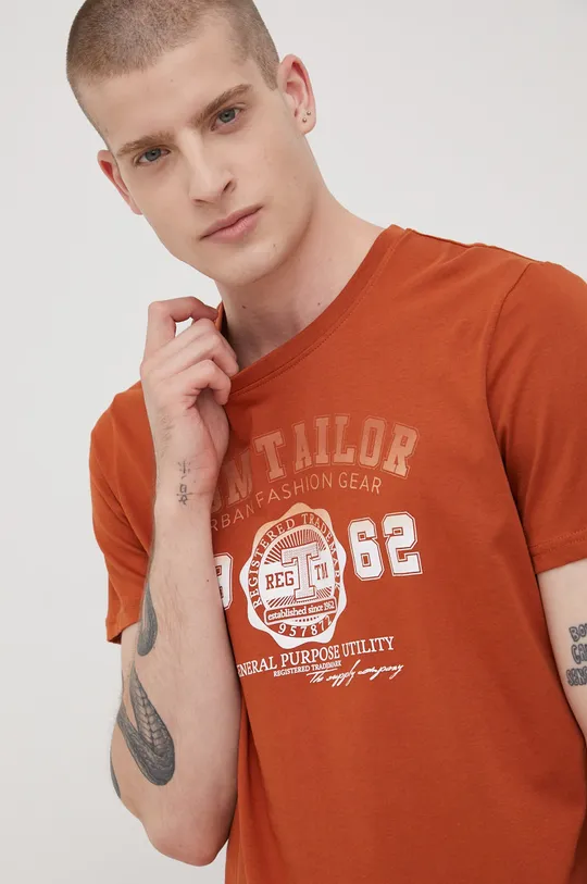 brązowy Tom Tailor t-shirt bawełniany