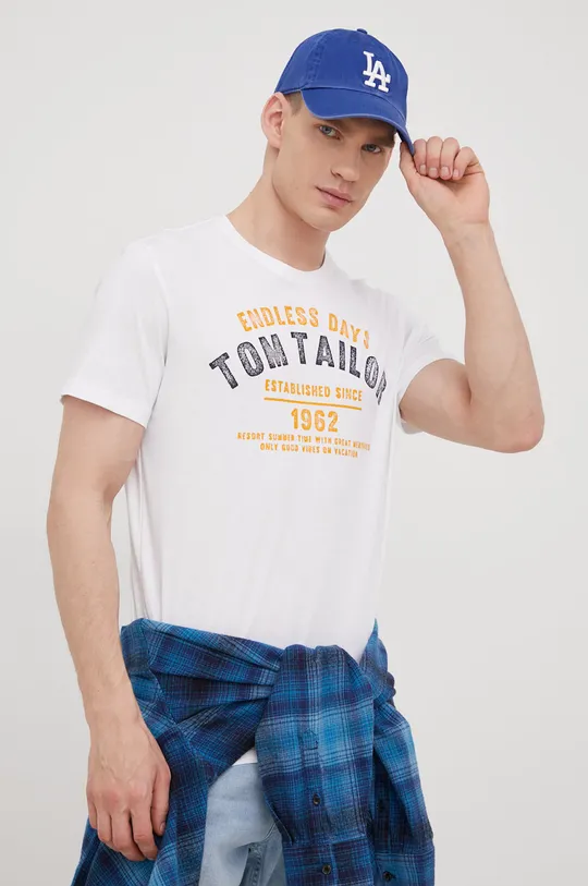 biały Tom Tailor t-shirt bawełniany Męski
